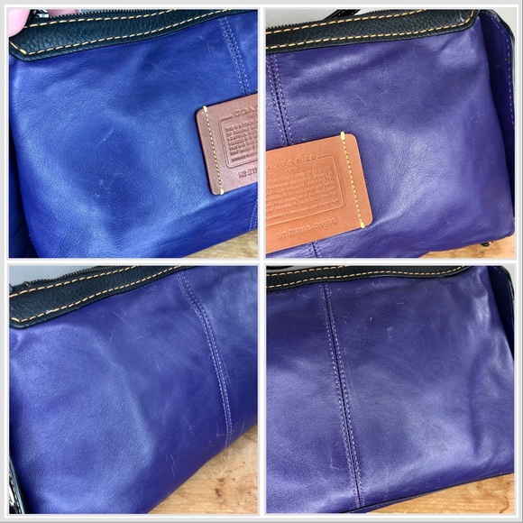 Coach 1941 Tooled Tea Rose Bandit Hobo 39 Bag Black/Purple - Picture 9 of 12